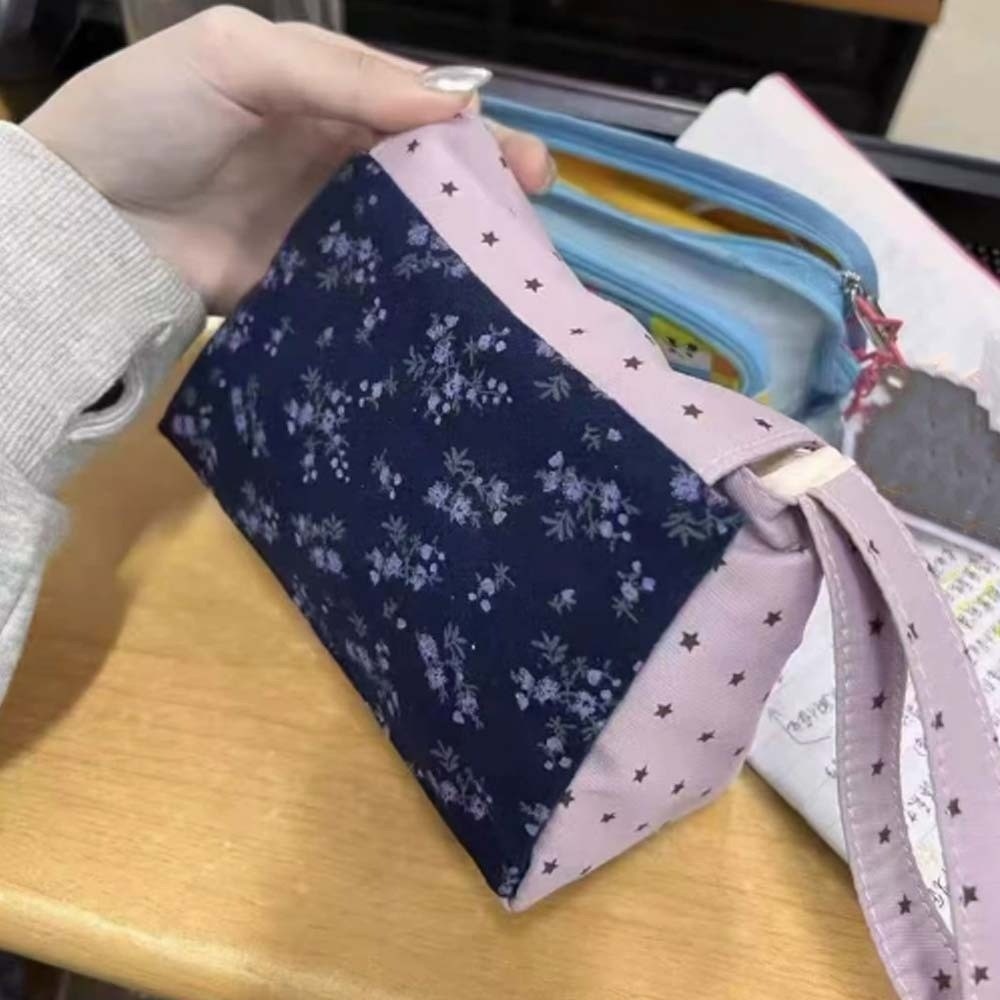パープルプリント花柄メイクアップバッグスター水玉模様ソフトコ - Korean Lifestyle & Kids Boutique Photos のレビューと価格